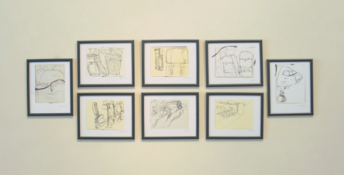 Jonathan Brilliant's sketches at the Air Travel Exhibition at Corridor 2122