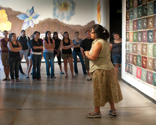 Consuelo Jimenez Underwood speaking to students at Fresno State
